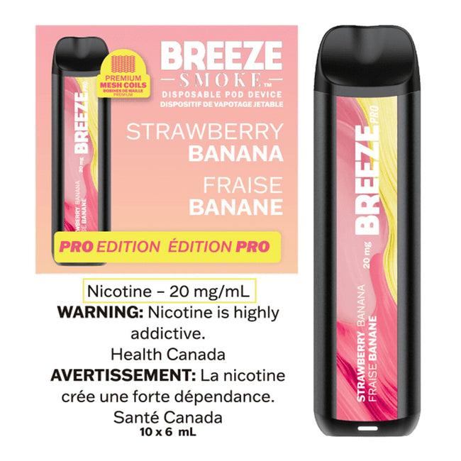 Breeze Pro Strawberry Banana Disposable Vape Pen Disposable Breeze Smoke 20mg/mL 
