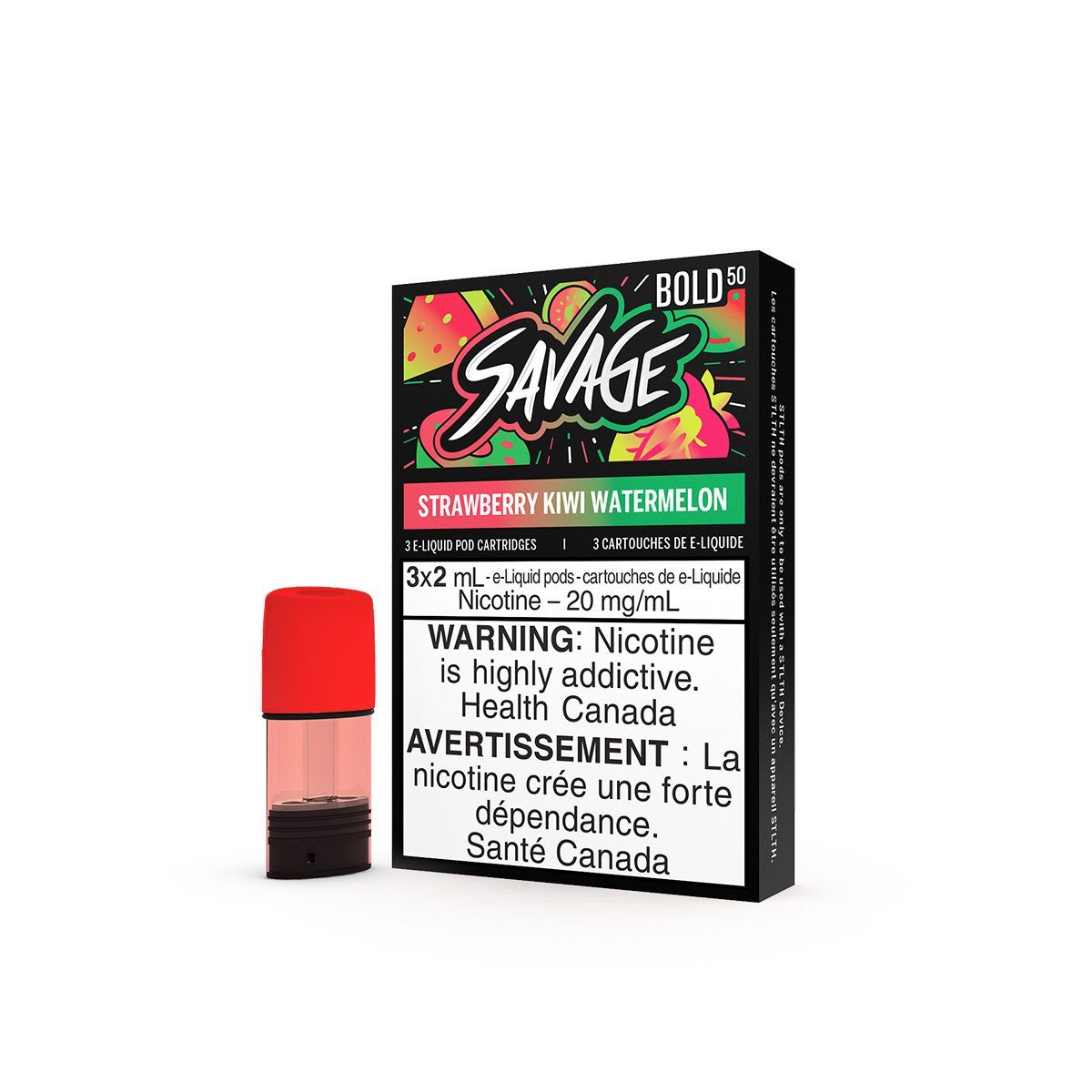 STLTH - Strawberry Kiwi Watermelon Pods (Savage) Pre-filled Pod STLTH 20mg/mL (Bold 50) 